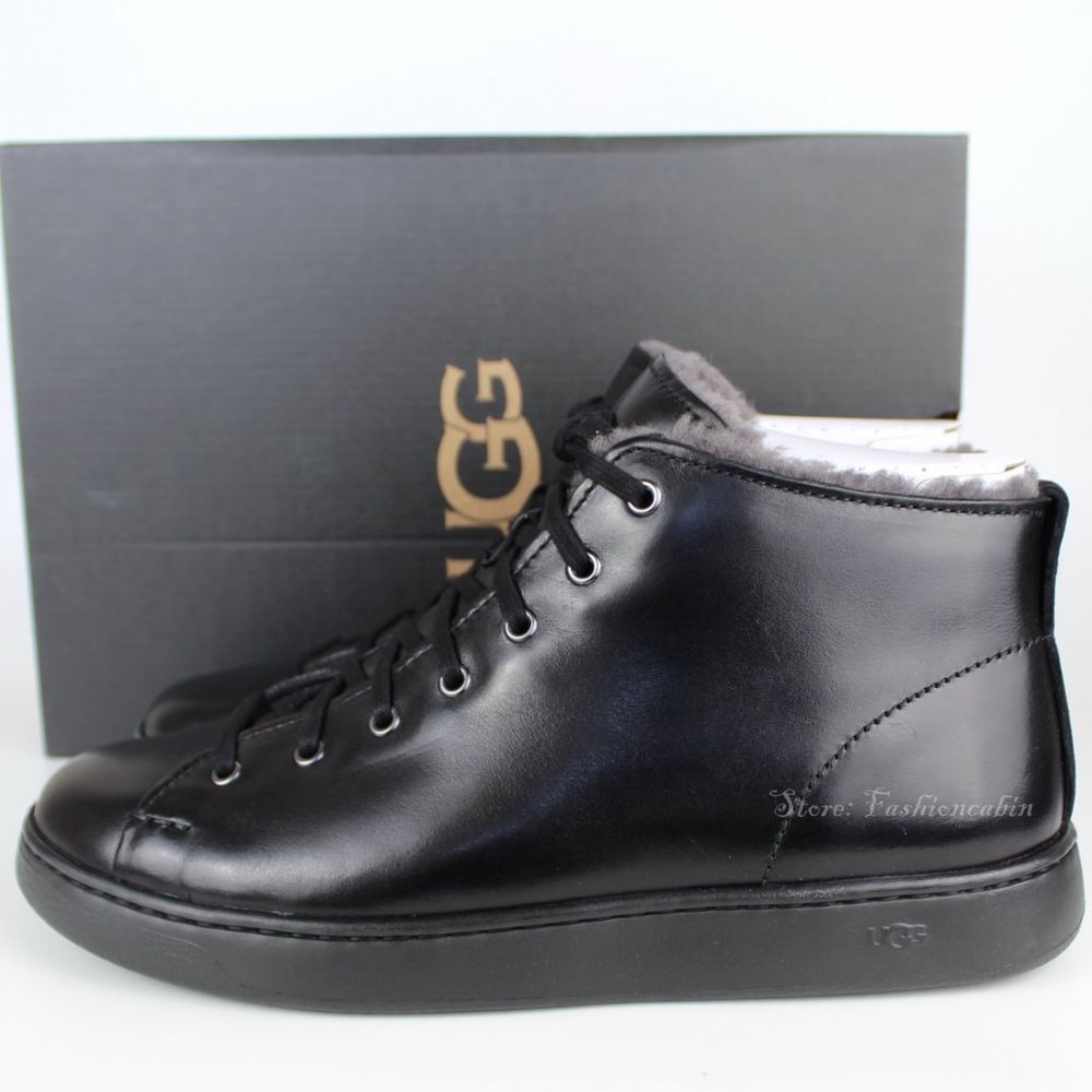 New Men's UGG Lining Leather Sneaker Boots, Black, US 9